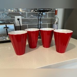 Crate & Barrel Scalloped Popcorn Red White Cup model #389-659